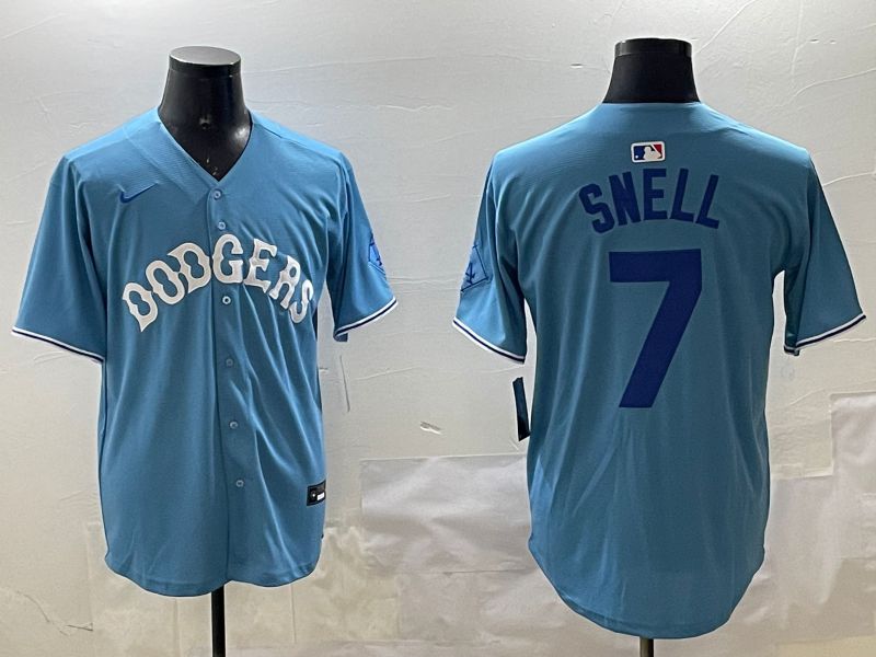 Men Los Angeles Dodgers #7 Snell Light Blue Joint Name 2025 Nike MLB Jersey style 13->los angeles dodgers->MLB Jersey